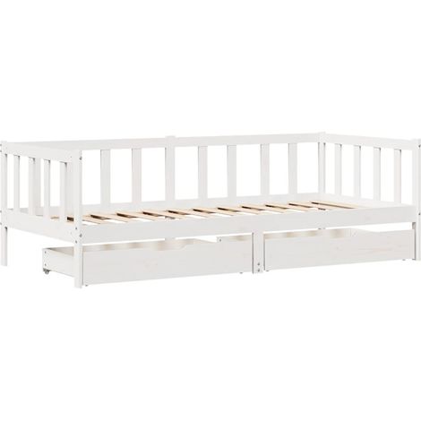 vidaXL Lit de jour et tiroirs sans matelas blanc 90x190 cm bois massif (1/5)