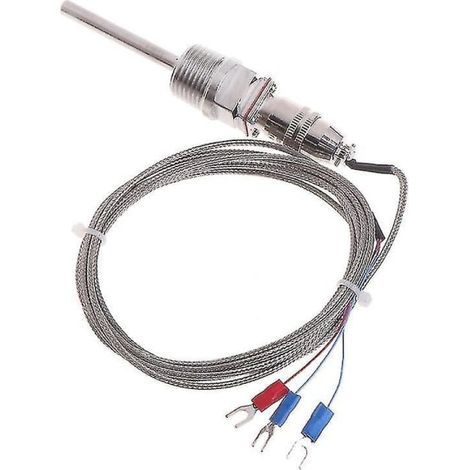 Sonde Pt100 température 5cm filetage 1/2 NPT connecteur amovible câble 2m 3 fils capteur thermique résistance RTD inox (1/5)