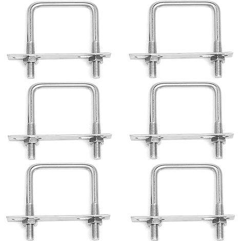 6 Pièces Acier Inoxydable Boulons En U M8 x 60 mm x 100 mm Boulon Carré en U Avec Écrous et Plaque De Cadre Boulons de Serrage Fixation pour Fixation Tuyaus