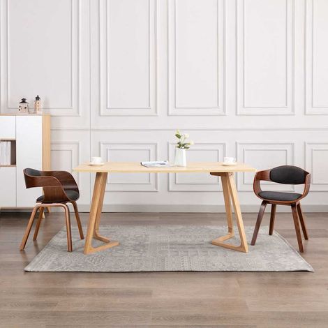 Lot de 2 Chaises de salle à manger - Chaises à dîner Bois courbé et tissu gris BV440374 - BonneVie (1/5)