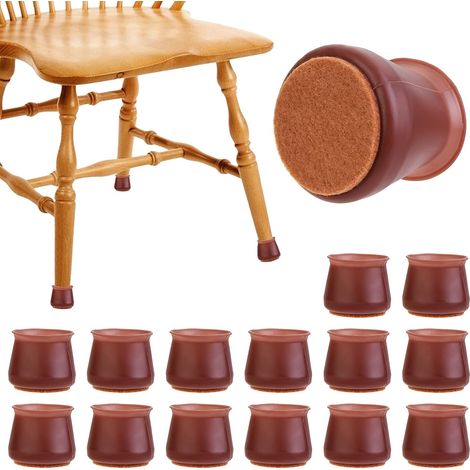 32-Piece Round Silicone Chair Leg Covers with Felt Pads for Furniture Protection, Elastic to Prevent Scratches, 30-45mm (1/4)