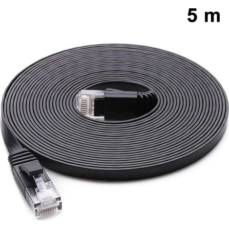 Câble réseau Ethernet Cat6 plat blindé RJ45 avec connecteurs plaqués STP pour routeur/réseau LAN Ethernet haut débit, pour connexion Internet (1/5)