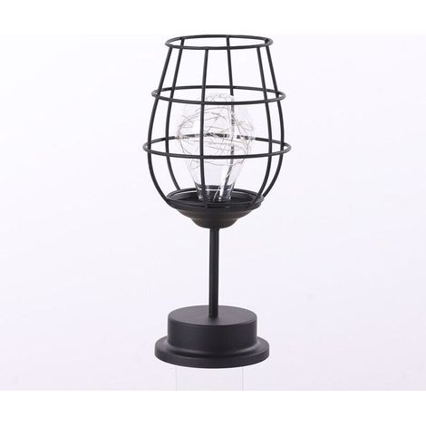 Lampe Led Fer Forgé Décorative Forme De Verre à Vin Veilleuse Douce Intérieur Pour Chambre Et Table De Chevet Petite Lampe Et Élégante (1/4)