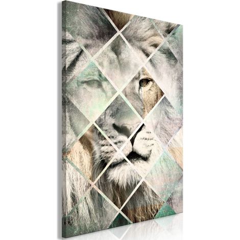 Tableau Imprimé "Lion on the Chessboard" 40 x 60 cm (1/2)