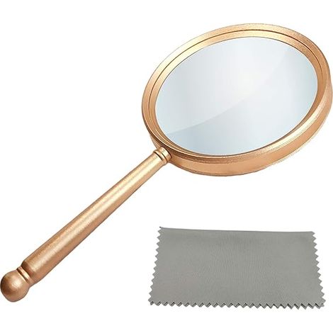 Lntyq 20-fache Handleselupe mit unzerbrechlichem Metallgriff und 90 mm großer Lupenlinse für Senioren (Golden) (1/5)