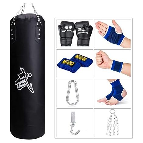 Hanging Boxing Bags, Home Gym Boxing Equipment with Gloves, Chain, Ceiling Hook for Heavy Training for Teens and Adults (Unfilled) (1/5)