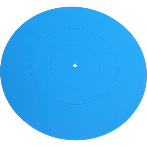 Tapis de platine vinyle universel en caoutchouc pour platines LP : réduit le bruit, basses plus profondes et de meilleure qualité (bleu). (1/5)