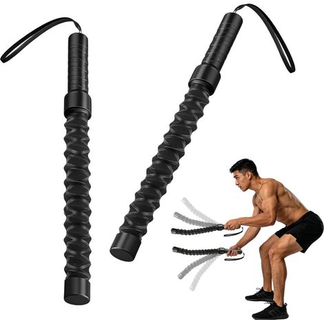 Sans corde, 2 cordes de combat sans corde avec poignée antidérapante, cordes aériennes portables pour le renforcement musculaire, l'entraînement du haut du corps et le cardio à la maison, en plein air