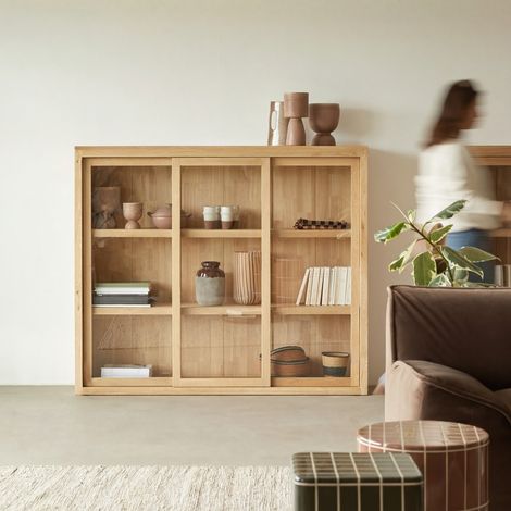 Heidi - Vitrine en chêne massif 160 cm (1/5)