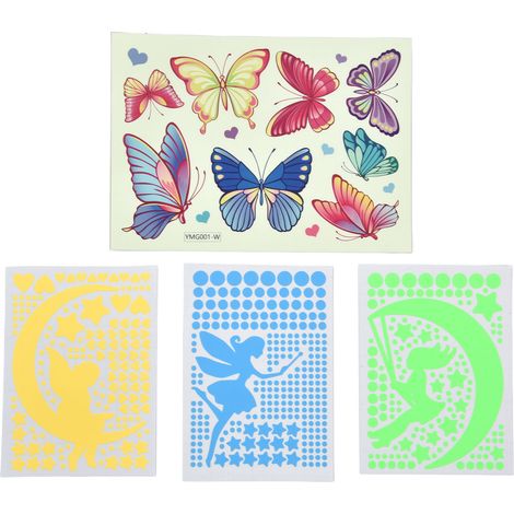 de 4 stickers muraux en PVC autocollants lumineux mignons et