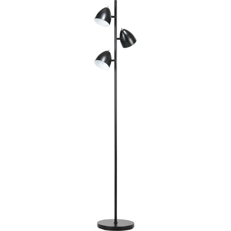 Lampadaire sur pied industriel 3 spots orientables en métal noir 38 x 28 x 169 cm pour salon (1/4)