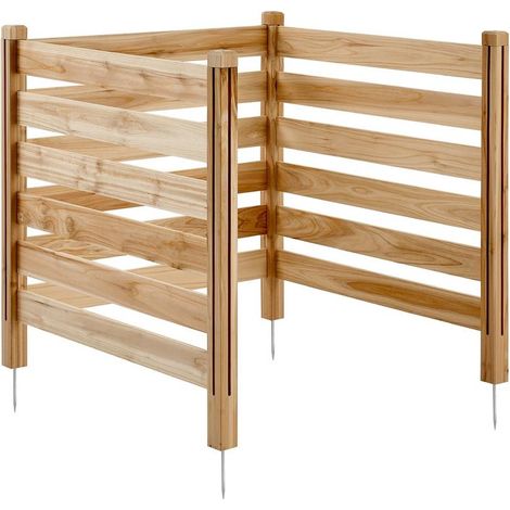 3 Panneaux Clôture Brise-Vue en Bois 91x91cm Cache Climatiseur Extérieur avec Piquets Métalliques Installation Facile (1/5)