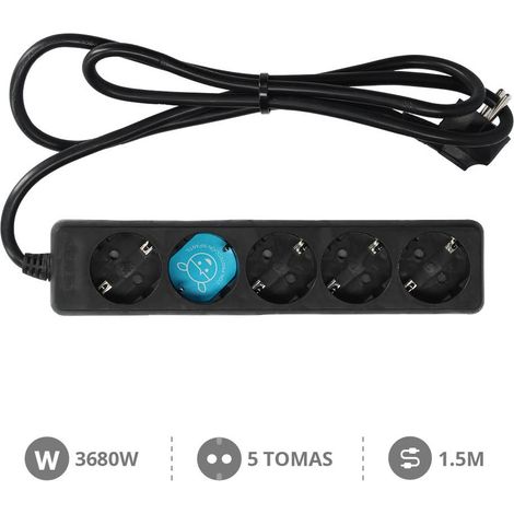Base múltiple 5 enchufes 1.5m de cable negra GSC 0000028 (1/2)