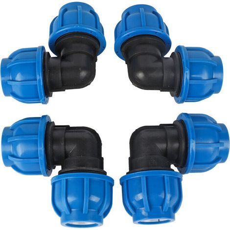 Ej.Life 4 Pieces 32mm to 32mm PE Plastic Elbow Connector Pipe Fitting for PPR, PE, PVC and Other Water Pipes, Accessory for Planter Watering (1/5)