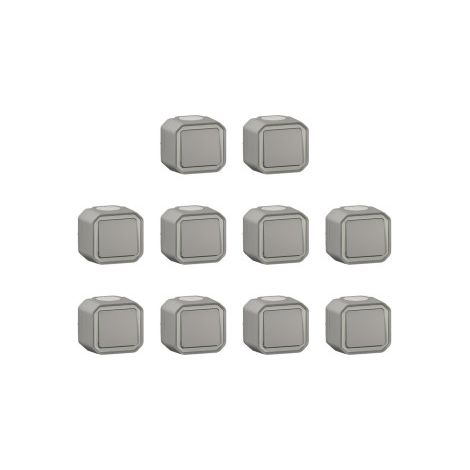 Legrand - Plexo L - LOT de 10 Interrupteurs / Va-et-vient - 10AX - 250V - Saillie - Gris - Ref. : 069711Lx10 (1/5)