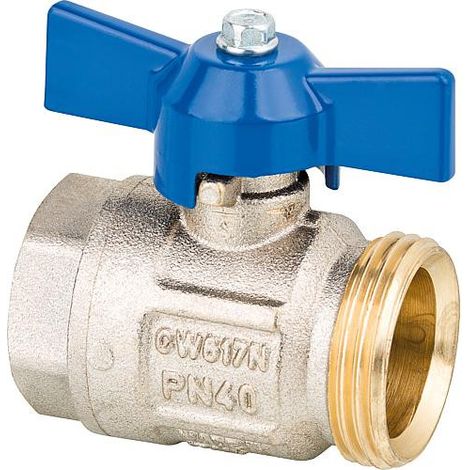 Robinet spherique sans raccord DN25 femelle  DN32  male bleu