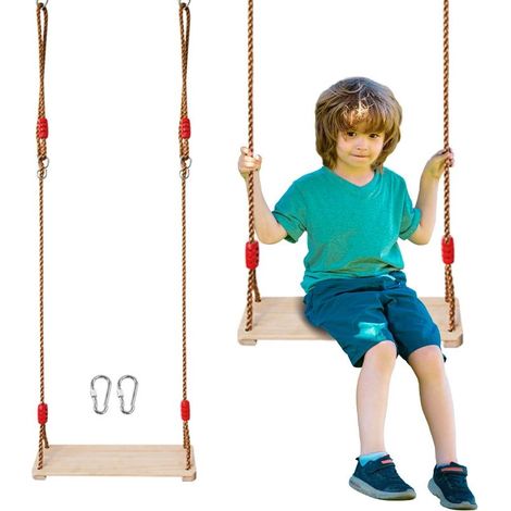 TrapèZe BalançOire Enfants,BalançOire ExtéRieure en Bois,Bascule Exterieur Enfant avec Corde RéGlable,Convient aux Enfants et aux Adultes Qui Ne PèSent Pas Plus de 150 kg
