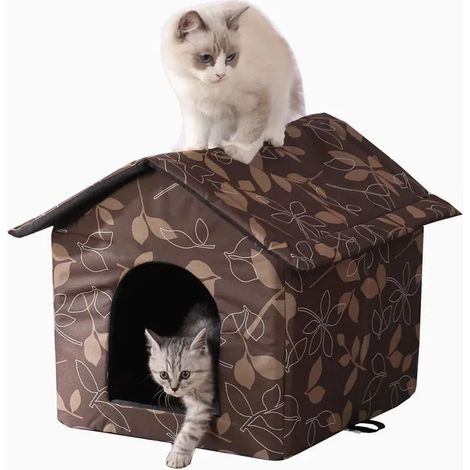 Maison Pour Chat Étanche Intérieur Extérieur Avec Toit Amovible Et Fond Surélevé 40x30x40 Cm Pour Chats Petits Chiens Animaux Errant (1/5)