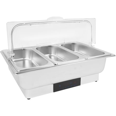 Ensemble chauffe-plats électrique, réchaud pour buffets, ensemble chauffe-plats en acier inoxydable (56 x 36 x 35 cm) pour restaurants buffets, bars à snacks et réunions de famille