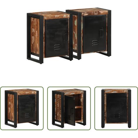 Bois de manguier -  Tables de chevet 2 pcs multicolore bois massif de manguier brut (1/5)