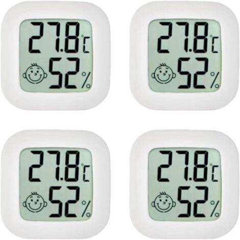 Lot de 4 thermomètres d'ambiance, mini thermomètre, hygromètre, hygromètre de température de haute précision avec icône d'air de confort pour cuisine, chambre de bébé, serre, entrepôt, bureau (1/5)