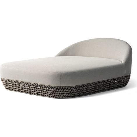 Divano letto rettangolare struttura in alluminio corde beige 203x153xH72 cm