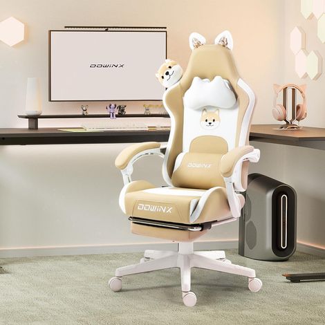 Gaming Stuhl mit Hundemotiv, ergonomisch, mit Fußstütze, verstellbar (1/5)