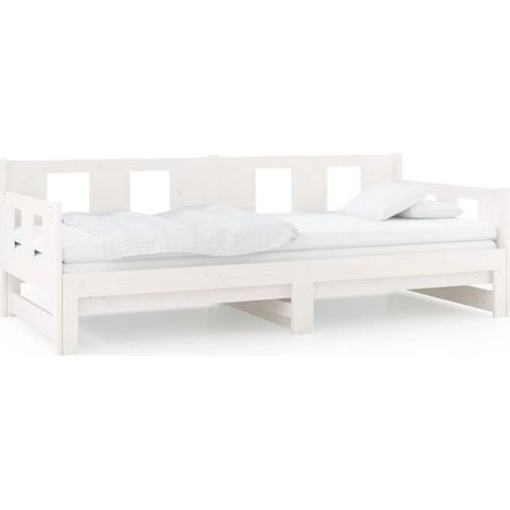 Lit coulissant sans matelas blanc 2x(80x200)cm -RICEEL (1/5)