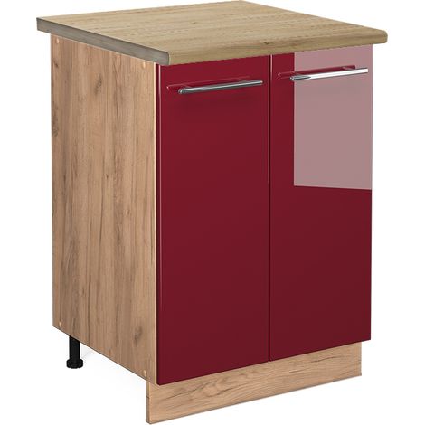 Mobiletto base cucina Fame-Line, Bordeaux lucido, 60 cm , PL Rovere, Vicco