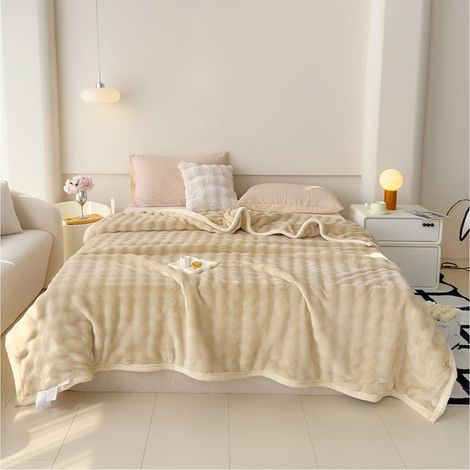 Couverture peluche kaki ultra-douce, fibre antistatique. 70 x 100 cm, chaleur confortable au quotidien. (1/5)