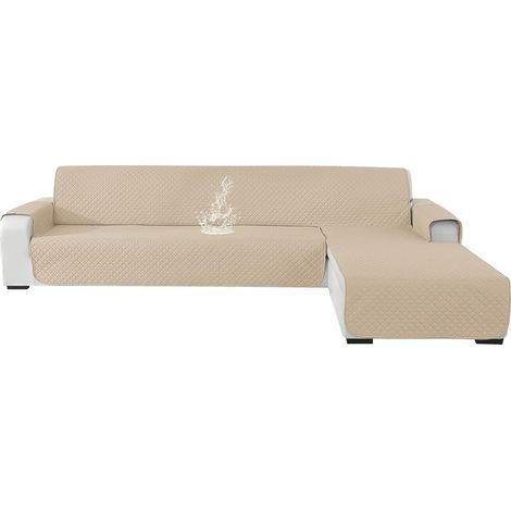 Ystyle Housse De Canapé d'angle 3 Places, Housse Canape d'angle Gauche/Droit Universel Réversible, Protection Canapé d'angle Impermeable, Couverture Canapé d'angle (255cm, Beige) (1/5)