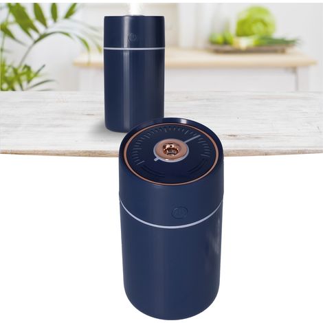 Mini humidificateur 250 ml à deux vitesses, purificateur d'air pour voiture, veilleuse couleur d'ambiance, alimentation USB, bleu (1/5)