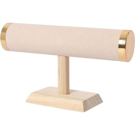Présentoir de Bracelet de Bijoux, avec, Rangement de Bracelet pour Chouchous Bureau Artisanat Montre Vitrine Suspendue, Flanelle Beige (1/5)