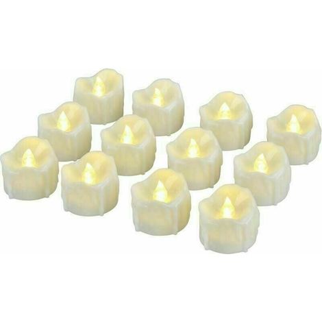 Bougies LED, bougies chauffe-plat LED , bougies sans flamme avec minuterie, mode automatique : 6 heures allumées et 18 heures éteintes, 3,2 x 3,6 cm, lot de 12, blanc chaud (1/4)