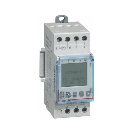 Interrupteur crépusculaire modulaire programmable IP65 - sortie 16A 250V livré avec cellule photoélectrique - 2 modules - 412626 - LEGRAND
