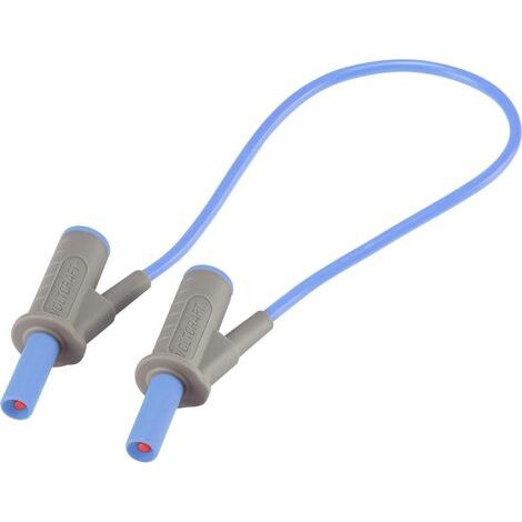 Cordon de mesure de sécurité[Banane mâle 4 mm -Banane mâle 4 mm ] Ultra flexibles 25.00 cm,bleu,MSB-501 10 A (1/5)