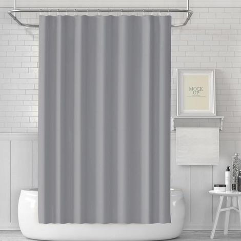 Rideau de douche de salle de bain, rideau de douche imperméable 180180 cm, avec 12 crochets en plastique, gris (1/5)