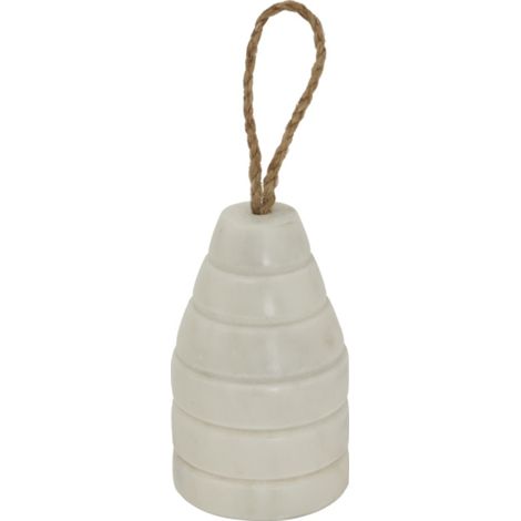 Marble Ribbed Doorstop - L7 x W7 x H12 cm - White