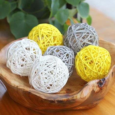 Boules En Rotin - Diamètre 5 cm - Décoration Intérieure Extérieure - Remplissage De Vase - Ornement De Noël Mariage Fête Jardin - 20 Pièces (1/5)