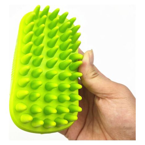 VtiziklBrosse de shampoing en silicone pour animaux de compagnie Brosse de bain en silicone pour animaux de compagnie, chien, chat (vert) (1/4)
