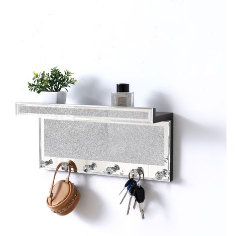 (4 crochets) Porte-clés-Rack de porte en verre-Miroir en verre + design en diamant cassé + style moderne à la mode-SHYFOY (1/5)
