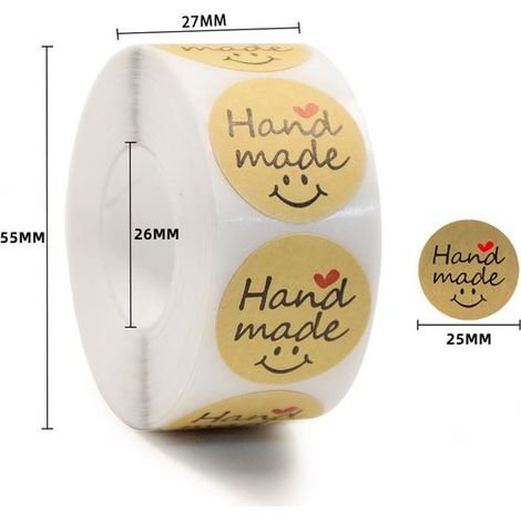2 rollos de etiquetas de papel kraft para latas, pegatinas redondas de 25 mm (1000 hojas en total), etiquetas redondas para latas, Estilo 1 (1/5)