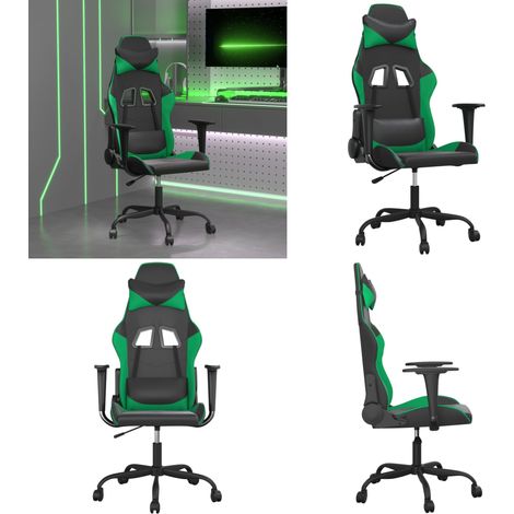 Gaming-Stuhl Schwarz und Grün Kunstleder - Gamingstuhl Kunstleder - Gamingstuhl Schwarz Grün (1/5)