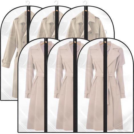 6PCS Housses de Vêtements,Housse Vetements à Suspendre Anti Poussière,Transparents Housse Vetements à Suspendre avce Zip,Protection pour Chemise Costumes,Manteau, Robes etc(60  120,Noir) (1/5)