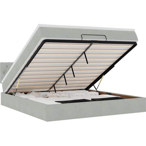 Maison Exclusive - Ottoman-Bett mit Matratze & LEDs Hellgrau 160x