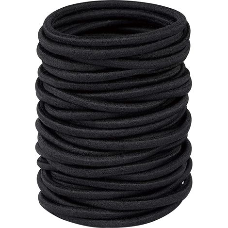 Lot de 32 élastiques à cheveux épais de 4 mm pour femme et fille, chouchous pour queue de cheval, chouchous pour filles et hommes, noir (1/5)