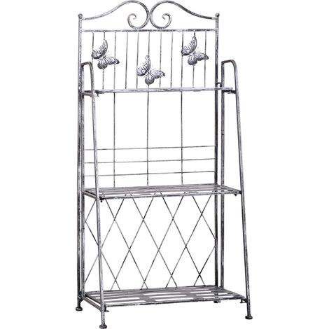 Pflanzregal Metall Blumenständer 3 Ebenen Blumentreppe für Garten Silbergrau 44x25x96cm dekorativ & platzsparend