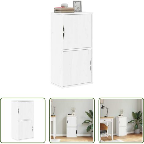 Kiefer Holz -  Beistellschrank ODDA Weiß 40x24x79 cm Massivholz Kiefer (1/5)