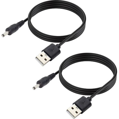 2 Pack 5V DC Power Cable, USB 2.0 Male to DC 2.5mm x 0.7mm Male Power Cord for Router, LED Light, Speaker and More, 1m (1/5)