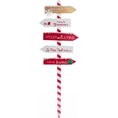 Letrero de madera blanco rojo 120 cm - Feeric lights & christmas (1/2)